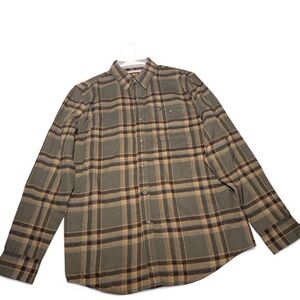 Lee Mens Green and Tan Plaid Button-Down Shirt